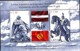 Latvia 2018 Joint Issue With Kirgysia S/s, Mint NH, History - Nature - Various - Flags - Horses - Joint Issues - Art -.. - Emissions Communes
