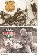 F27 / CARTE CPM Publicitaire PUB Card Cart' Com Artiste MODE Moto HARLEY DAVIDSON ça Roule Lot 2 CP - Advertising