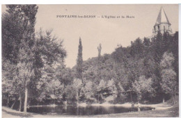 21 - LA FONTAINE LES DIJON - PECHEUR DANS LA MARE PRES DE L'EGLISE - Otros & Sin Clasificación