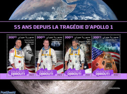 Djibouti 2022 55 Years After The Apollo 1 Tragedy, Mint NH, Transport - Space Exploration - Dschibuti (1977-...)