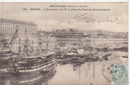 29. BREST. CPA. . L'ARSENAL VUE N°1 PRISE DU PONT DE RECOUVRANCE.. ANNEE 1904 + TEXTE - Camaret-sur-Mer