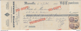 Fixe Marseille Quartier Capelette Reçu Et Carte De Visite Garage Gyptis A Manzon Renault 6 Juillet 1932 - Lettres & Documents