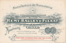 CPA Carton Publicitaire Publicité Réclame (10) TROYES Ets REMY BAULEY & PLENAT Manufacture Bonneterie - Advertising