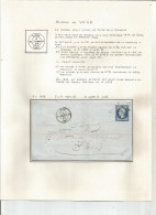 France - LYON - Etude Des Cachets Du Bureau VAISE De 1852 à Type Sage - 7 Timbres Et 3 Lettres Et Documents - 1877-1920: Semi-moderne Periode