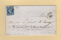 Nantes - 42 - Loire Inferieure - 1858 - Courrier Adresse Au General De Rouvroy - 1849-1876: Période Classique