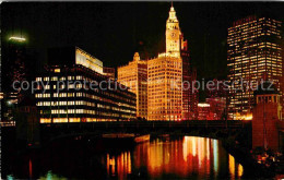 72819036 Chicago_Illinois Skyline And River At Night - Altri & Non Classificati