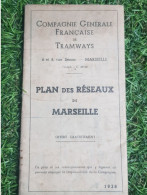 1938 PLAN Des RESEAUX De MARSEILLE De La Compagnie Française De TRAMWAYS 6 & 8 Rue Sénac Marseille 13 - Europe