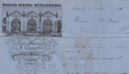 Facture Illustree - Nantes - 1860 - Loire Inferieure - 42 - Magasin General Metallurgique - 1849-1876: Période Classique