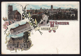 AK Litho Münster Westfalen Mit Schloss Regierung Etc   (16891 - Autres & Non Classés