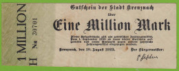 Kreuznach - 1-Million Mark 1923 Serie H Nr. 5-stellig Kl.Pägestempel F/VF - Andere & Zonder Classificatie