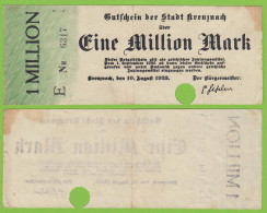 Kreuznach -  Notgeld 1-Million Mark 1923 Serie E Nr. 4-stellig F (19552 - Sonstige & Ohne Zuordnung