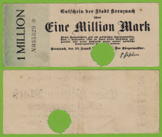 Kreuznach -  Notgeld 1-Million Mark 1923 6-stellig Starnote F/VF (19555 - Andere & Zonder Classificatie