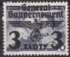 Germany/Generalgouvernement 1940 3 Zloty Mi. 29 * Ungebraucht MH   (c482 - Occupazione 1938 – 45