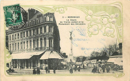 33 - Bordeaux - Le Cours Du 30 Juillet Et Le Monument Des Girondins - Animée - Oblitération Ronde De 1909 - Carte Avec R - Bordeaux