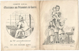 DEPLIANT 2 VOLETS COMITE CENTRAL PRISONNIER DE GUERRE DU VI ARRONDISSEMENT PARIS - WW II