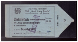 Dt- Reich (024167) Propaganda Eintrittskarte Die Deutsche Arbeitsfront NSG Kraft Durch Freude Von Bad Dürkheim 12.1938 - Toegangskaarten