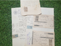 Lot De 5 Documents Avec Timbres Fiscaux Fin 19eme Siècle - Cartas & Documentos
