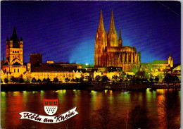 51736 - Deutschland - Köln , Rheinufer Bei Nacht Mit Dom Und St. Martin Kirche - Gelaufen 1981 - Köln