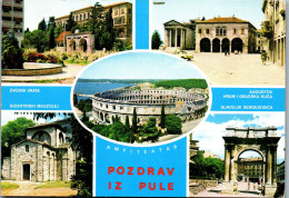 51361 - Kroatien - Pula , Dvojna Vrata , Augustov Hram I Gradska Kuca , Slavoluk Sergejevaca - Gelaufen 1986 - Croatia