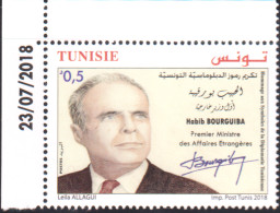 2018 -Tunisie-Habib Bourguiba 1er Ministre Des Affaires Etrangères En Tunisie Indépendante - 1V - Coin Daté -MNH***** - Tunesië (1956-...)