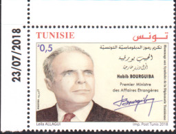 2018 -Tunisie-Habib Bourguiba 1er Ministre Des Affaires Etrangères En Tunisie Indépendante - 1V - Coin Daté -MNH***** - Andere & Zonder Classificatie