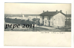 Carte Photo 18 Cher St Saint SATUR Gare Chemin Fer Economique St Germain Du Puy à Cosne - Train, Locomotive, Inondation - Saint-Satur