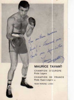 Maurice TAVANT Champion D'Europe Poids Legers, De France Poids Super Legers, Dedicace - Boxing