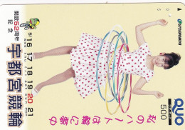 Japan Prepaid Quo Card 500 - Young Women Hula Hoop Cycling Advertisement - Japón