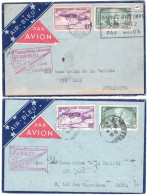 2 LETTRES VOL INAUGURAL 1er JOUR LIGNE AIR BLEU PARIS-STRASBOURG ALLER-RETOUR 10.07.1935 PA POSTE AERIENNE - Erst- U. Sonderflugbriefe