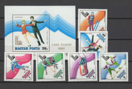 Hungary 1979 Olympic Games Lake Placid Set Of 6 + S/s MNH - Inverno1980: Lake Placid