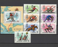 Hungary 1980 Olympic Games Moscow, Space, Handball, Equestrian, Wrestling, Waterball Etc. Set Of 7 + S/s MNH - Verano 1980: Moscu