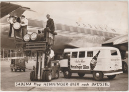 Sabena Fliegt - Henninger-Bier Nach Brussel - 1958 Verzonden - Zaventem