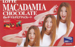 Japan Prepaid Libary Card 500 - Young Woman LOTTE Chocolate Macademia - Giappone