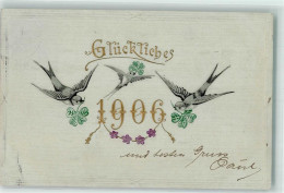 39529008 - Neujahr Schwalben Gluecksklee Blumen 1906 - Año Nuevo