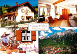 72882085 Mittenwald Bayern Pension Gaestehaus Haus Hahn Fassadenmalerei Alpenpan - Mittenwald