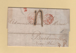 Suisse - Zurich - 1849 - Destination France - Entree Bureau Francais De Bale - Taxe Tampon - ...-1845 Prephilately