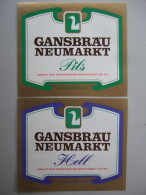 2 Bier-Etiketten, Gansbräu, Neumarkt, Bayern - Cerveza