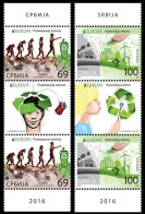 SALE!!! SERBIA SERBIE SERBIEN 2016 EUROPA CEPT Think Green 2 Vertical Gutter-pairs MNH ** - 2016