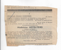 FP Nécrologie Madeleine Notelteirs Lierre 1970 - Obituary Notices