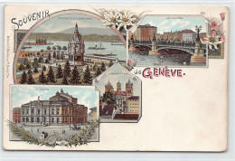 Suisse - Genève - Litho. Multivues - Théâtre - Tours De St. Pierre - Les Mouettes - Monument Des Ducs De Brünswick - Ed. - Genève