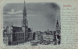 Belgique - BRUXELLES - Place De L'Hôtel De Ville La Nuit - Année 1898 - Ed. Stengel & Co. - Bruxelles La Nuit