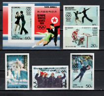 North Korea 1979 Olympic Games Lake Placid Set Of 5 + S/s Imperf. MNH -scarce- - Hiver 1980: Lake Placid