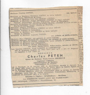 FP Nécrologie Charles Peten épx Marie-Louise Delhaye Anvers 1971 - Esquela