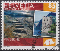 2008 Schweiz Pro Patria, Kulturwege Schweiz, Via Sprinz, ⵙ Zum:CH B300, Mi:CH 2061, Yt:CH 1985 - Usados