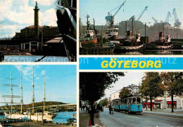 72877080 Goeteborg Denkmal Hafen Fischkutter Strassenbahn Segelschiff Viermaster - Suède