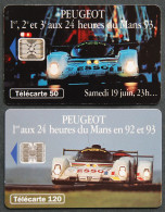 Télécartes PEUGEOT 24 Heures Du Mans 93 1993 Automobile Lion Voiture Course Endurance 50U 120U France Telecom ESSO - Non Classificati