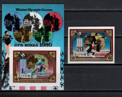 North Korea 1980 Olympic Games Lake Placid Stamp + S/s Imperf. MNH -scarce- - Winter 1980: Lake Placid