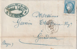 Lettre De Vesoul à Gérardmer LAC - 1849-1876: Periodo Clásico