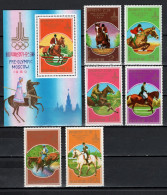 North Korea 1978 Olympic Games Moscow, Equestrian Set Of 6 + S/s MNH - Estate 1980: Mosca