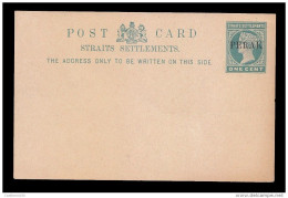 RE)1887 GREAT BRITAIN, PERAK SHAITS SETTEMENTS, POSTAL STATIONERY, XF - Sonstige & Ohne Zuordnung